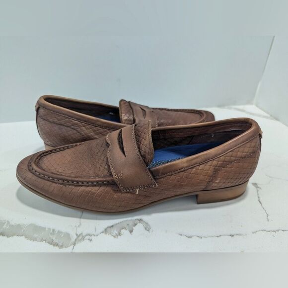 Vince Camuto Men\'s Garwin leather chocolate brown Loafers shoes oxford dress 12